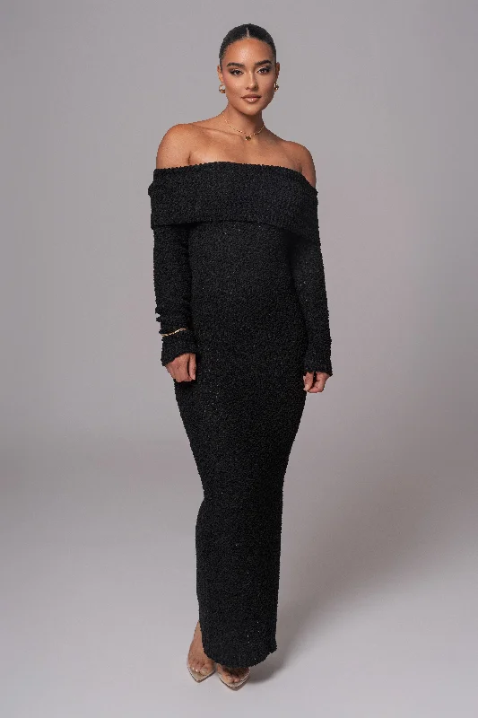 Plus Size Women's Open - Front Cardigan Style Sweater DressesBlack Olivea Knit Maxi Dress Plus Size Women's Open - Front Cardigan Style Sweater DressesBlack Olivea Knit Maxi Dress