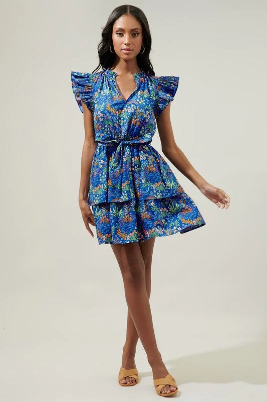 Pleated Women Dress with a Timeless and Elegant TextureBlue Floral Tiered Ruffle Mini Dress Pleated Women Dress with a Timeless and Elegant TextureBlue Floral Tiered Ruffle Mini Dress