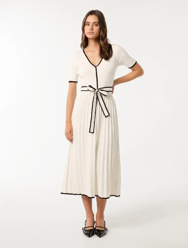Plus Size Women's Turtleneck Sweater Dresses with Side SlitsEllie Tipped A Line Midi Dress Plus Size Women's Turtleneck Sweater Dresses with Side SlitsEllie Tipped A Line Midi Dress