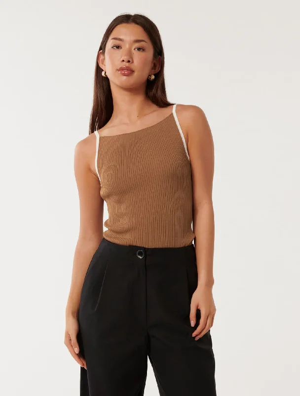 Plus Size Women's Open - Front Cardigan Style Sweater DressesErica Tipped Tank Top Plus Size Women's Open - Front Cardigan Style Sweater DressesErica Tipped Tank Top