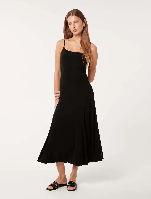 Maxi Women Dress with Floral Print for a Bohemian VibeEva Godet Panel Slip Midi Dress Maxi Women Dress with Floral Print for a Bohemian VibeEva Godet Panel Slip Midi Dress