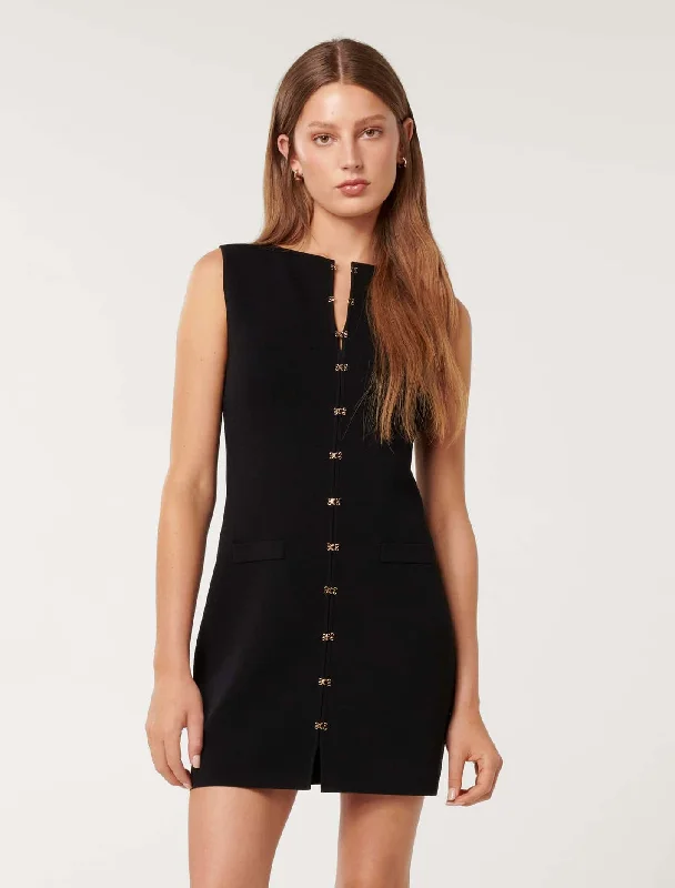 Plus Size Women's Open - Front Cardigan Style Sweater DressesMimi Hook And Eye Detail Mini Dress Plus Size Women's Open - Front Cardigan Style Sweater DressesMimi Hook And Eye Detail Mini Dress