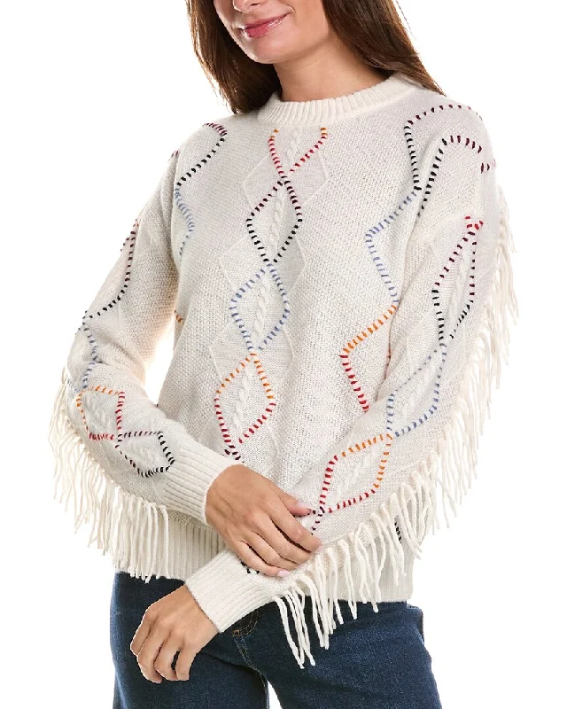 Plus Size Women's Turtleneck Sweater Dresses with Side SlitsMinnie Rose Cable Corded Detail Fringe Cashmere Pullover Plus Size Women's Turtleneck Sweater Dresses with Side SlitsMinnie Rose Cable Corded Detail Fringe Cashmere Pullover