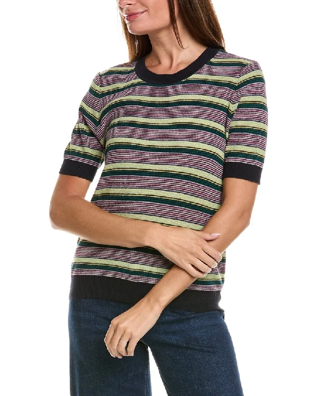 A - Line Women's Merino Wool Sweater Dresses in Classic StylesMinnie Rose Textured Stripe Crew Cashmere-Blend Sweater A - Line Women's Merino Wool Sweater Dresses in Classic StylesMinnie Rose Textured Stripe Crew Cashmere-Blend Sweater