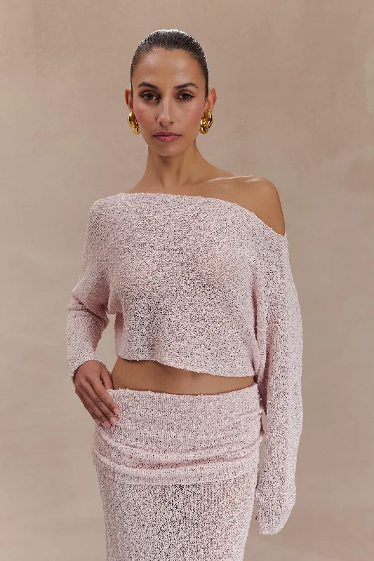 Plus Size Women's Open - Front Cardigan Style Sweater DressesPetra Long Sleeve Knit Crop Top - Misty Rose Plus Size Women's Open - Front Cardigan Style Sweater DressesPetra Long Sleeve Knit Crop Top - Misty Rose