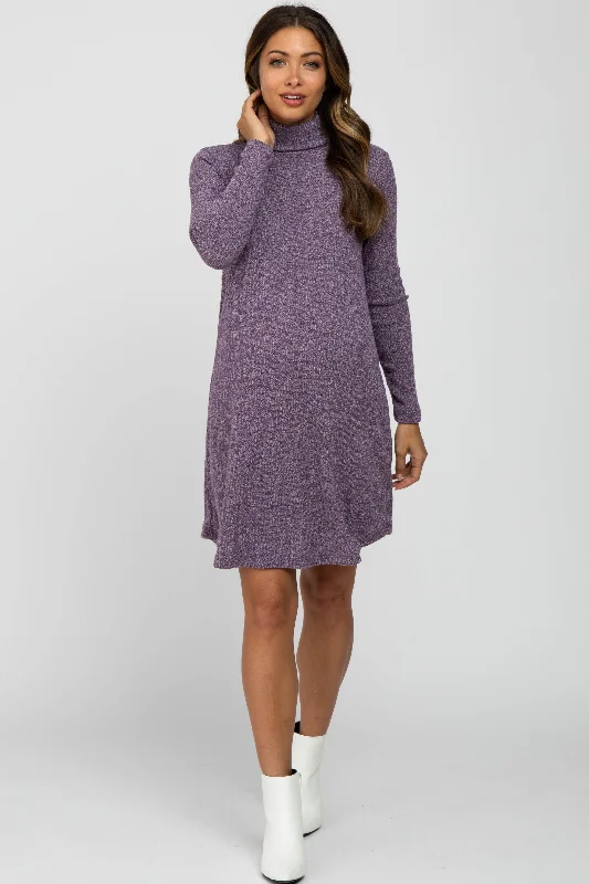 Cowl Neck Women's Cashmere Blend Sweater Dresses for WinterPurple Ribbed Turtleneck Maternity Dress Cowl Neck Women's Cashmere Blend Sweater Dresses for WinterPurple Ribbed Turtleneck Maternity Dress