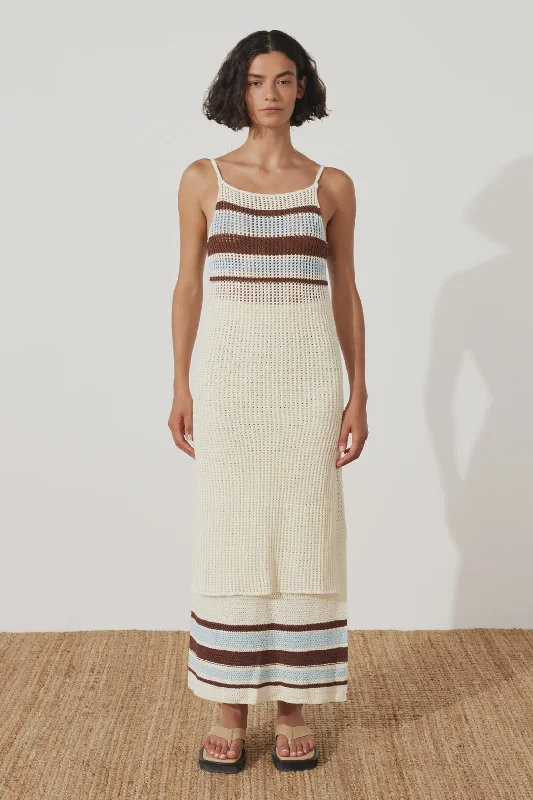 Sleeveless Women Dress in Bright Colors for Summer PartiesSea Stripe Cotton Crochet Dress Sleeveless Women Dress in Bright Colors for Summer PartiesSea Stripe Cotton Crochet Dress