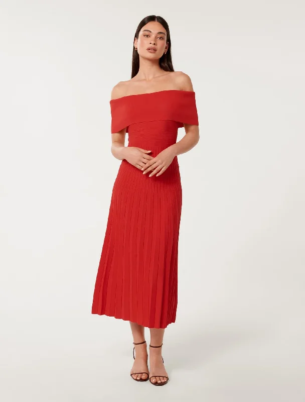 V - Neck Women's Ribbed Sweater Dresses with Belt for a Defined WaistSkye Bardot Knit Midi Dress V - Neck Women's Ribbed Sweater Dresses with Belt for a Defined WaistSkye Bardot Knit Midi Dress