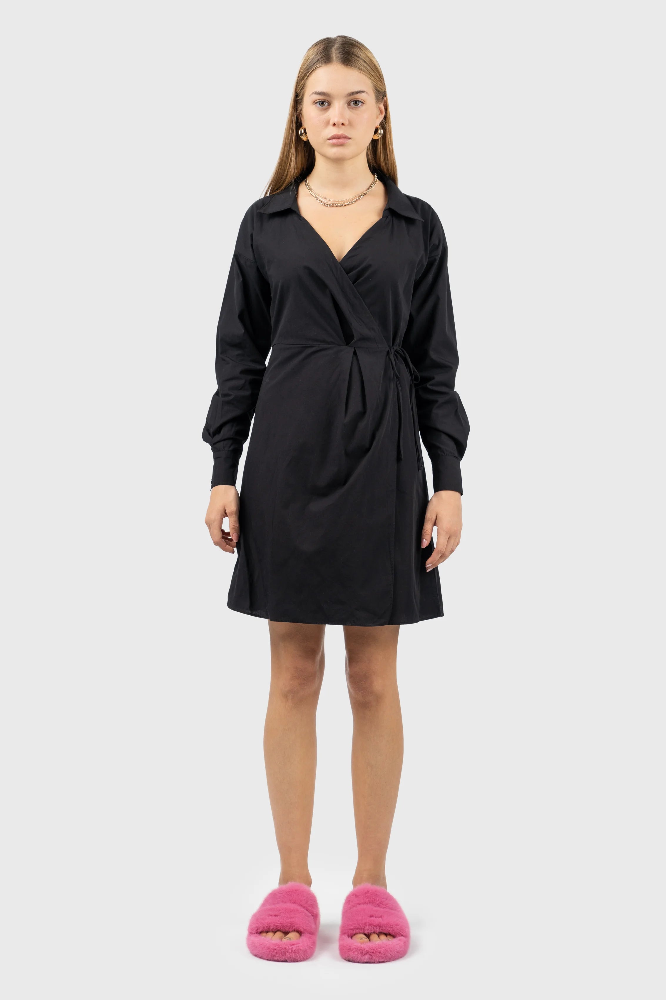 Little Black Women Dress with Sequins for a Glamorous Night Out100% Organic Wrap Shirt Above Knee Dress Little Black Women Dress with Sequins for a Glamorous Night Out100% Organic Wrap Shirt Above Knee Dress