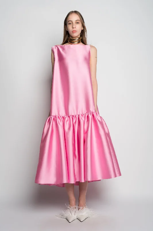 Empire Waist Women Dress to Accentuate the Bust and Conceal the Waist Empire Waist Women Dress to Accentuate the Bust and Conceal the Waist PINK MIDI SLEEVELESS PUFF HEM DRESS Empire Waist Women Dress to Accentuate the Bust and Conceal the Waist Empire Waist Women Dress to Accentuate the Bust and Conceal the Waist PINK MIDI SLEEVELESS PUFF HEM DRESS