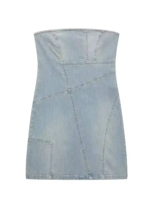 Mermaid - Style Women Dress with a Fitted Silhouette for Special Occasions Mermaid - Style Women Dress with a Fitted Silhouette for Special Occasions Temperament sexy patchwork denim tube top dress Mermaid - Style Women Dress with a Fitted Silhouette for Special Occasions Mermaid - Style Women Dress with a Fitted Silhouette for Special Occasions Temperament sexy patchwork denim tube top dress