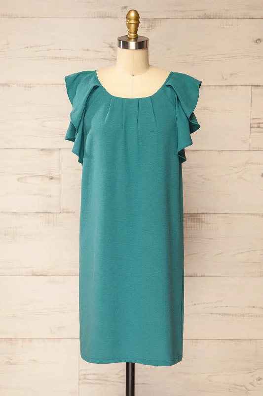 Midi dresses with bow accents for a sweet and charming lookAaron Teal | Straight Short Dress Midi dresses with bow accents for a sweet and charming lookAaron Teal | Straight Short Dress