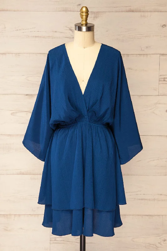 Midi dresses with abstract art prints for an artistic statementAberdour | Short Navy Dress w/ Batwing Sleeves Midi dresses with abstract art prints for an artistic statementAberdour | Short Navy Dress w/ Batwing Sleeves