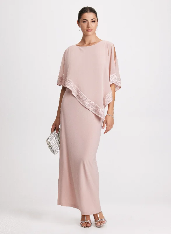 Midi dresses with pleated skirts for a timeless and elegant appealAsymmetric Poncho Overlay Dress Midi dresses with pleated skirts for a timeless and elegant appealAsymmetric Poncho Overlay Dress