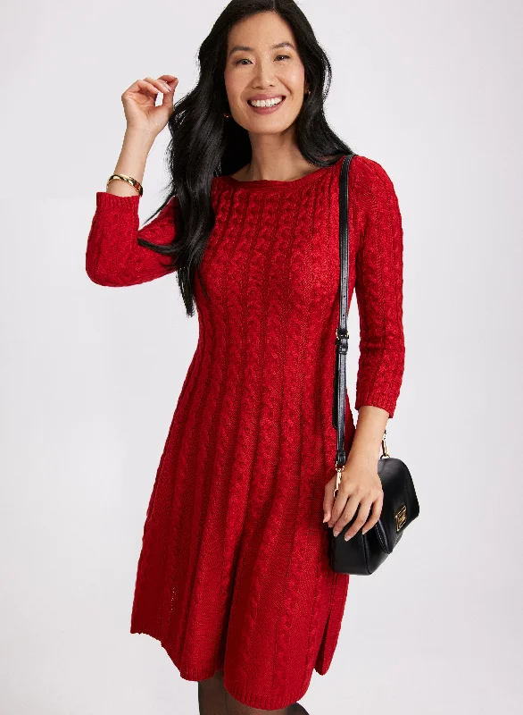 Midi dresses with metallic threads for a glamorous evening eventCable Knit Sweater Dress Midi dresses with metallic threads for a glamorous evening eventCable Knit Sweater Dress
