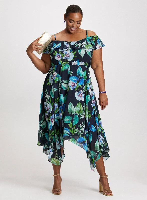 Midi dresses with button - down skirts for a unique and functional designFloral Chiffon Dress Midi dresses with button - down skirts for a unique and functional designFloral Chiffon Dress
