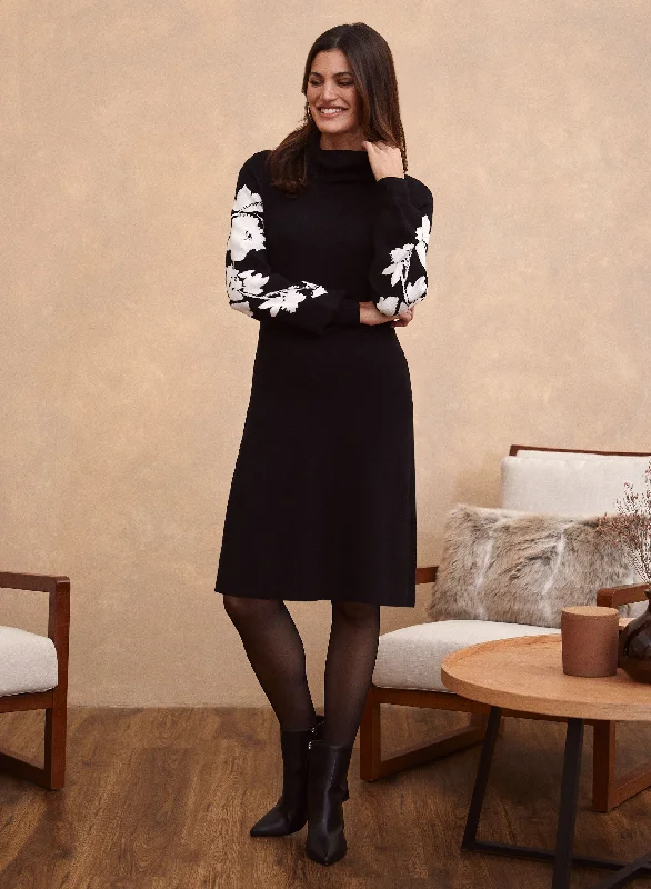 Midi dresses with off - the - shoulder necklines for a flirty lookFloral Detail Sweater Dress Midi dresses with off - the - shoulder necklines for a flirty lookFloral Detail Sweater Dress