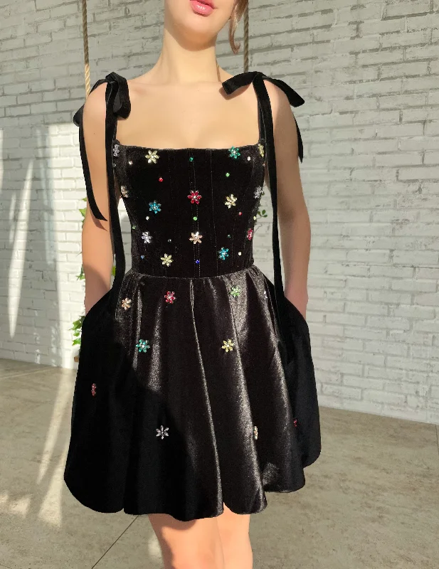 Midi dresses with V - necklines for a flattering and elongating effectMidnight Blossom Mini Dress Midi dresses with V - necklines for a flattering and elongating effectMidnight Blossom Mini Dress