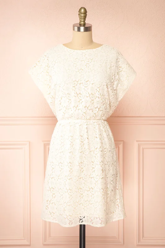 Midi dresses with halter necks for a stylish and comfortable optionSkileta | Lace Short Ivory Dress w/ Batwing Sleeve Midi dresses with halter necks for a stylish and comfortable optionSkileta | Lace Short Ivory Dress w/ Batwing Sleeve