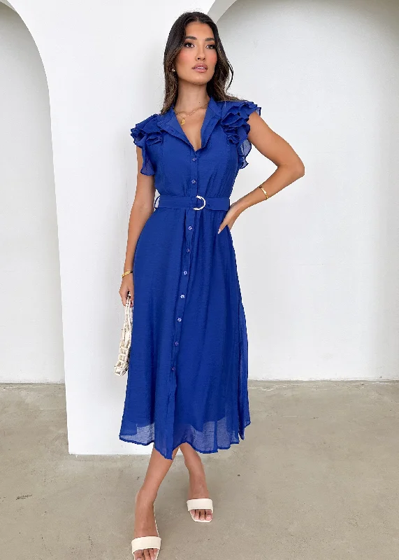 Midi dresses with ruched bodices for a feminine and fitted feelTasto Midi Dress - Cobalt Midi dresses with ruched bodices for a feminine and fitted feelTasto Midi Dress - Cobalt