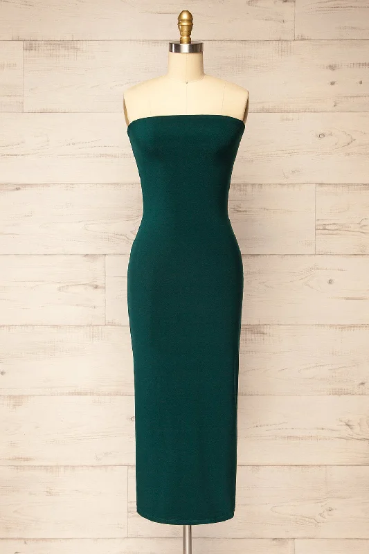 Maxi - inspired midi dresses with flowing fabrics for a beachy vibeVictorya Green | Strapless Fitted Midi Dress Maxi - inspired midi dresses with flowing fabrics for a beachy vibeVictorya Green | Strapless Fitted Midi Dress