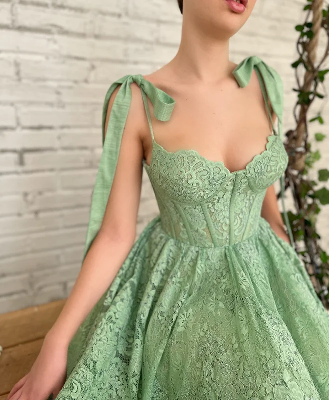 Midi dresses with embroidered accents for a unique and detailed designWintergreen Lace Gown Midi dresses with embroidered accents for a unique and detailed designWintergreen Lace Gown