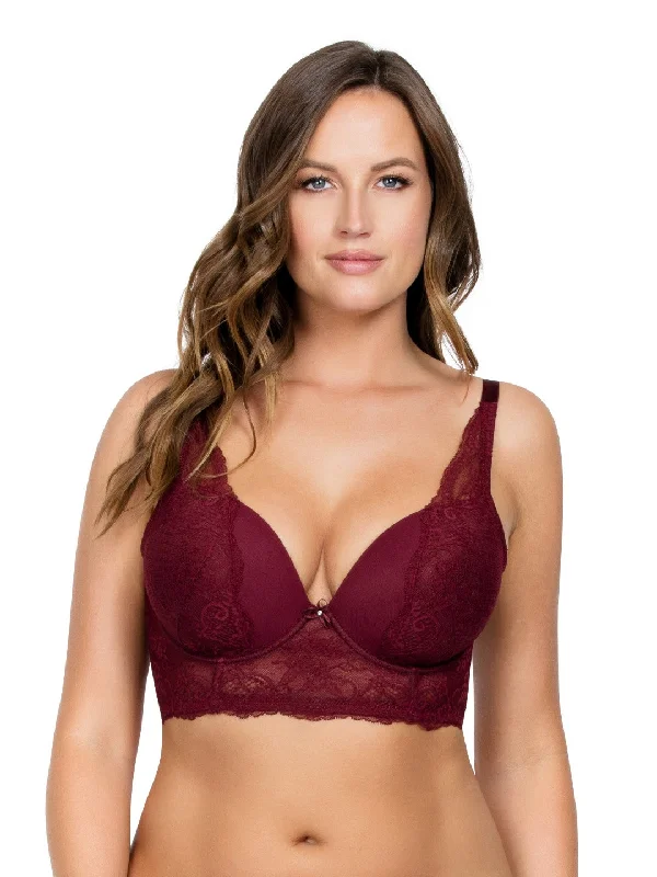Women's animal - print brasSandrine Plunge Longline Bra - Burgundy - P5351