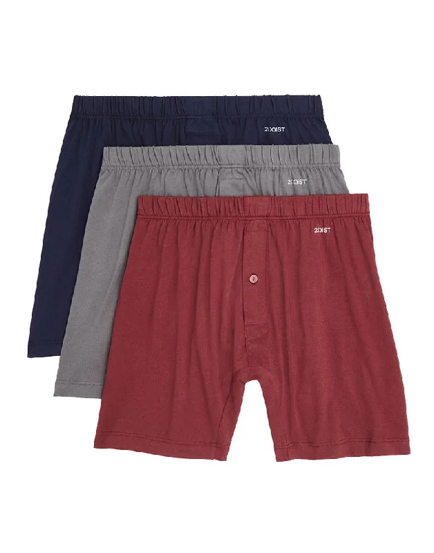 Bra with an anti - itch lining for added comfort​ 2xist 3-Pack Pima Cotton Knit Boxer Short 050107