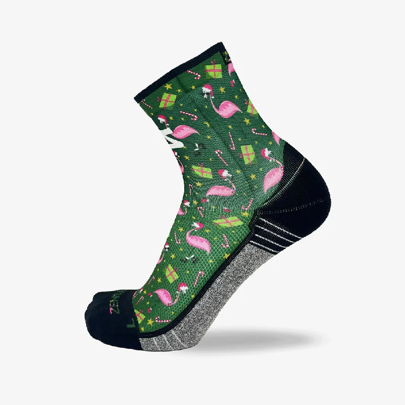 Flamingo Santas Socks (Mini-Crew)