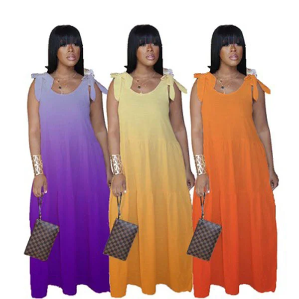 Maxi dresses with pom - pom - decorated hems and cotton - linen blends for a playful and breathable summer outfit20611-MX33 sehe fashion spaghetti strap maxi Gradient casual dresses women Maxi dresses with pom - pom - decorated hems and cotton - linen blends for a playful and breathable summer outfit20611-MX33 sehe fashion spaghetti strap maxi Gradient casual dresses women