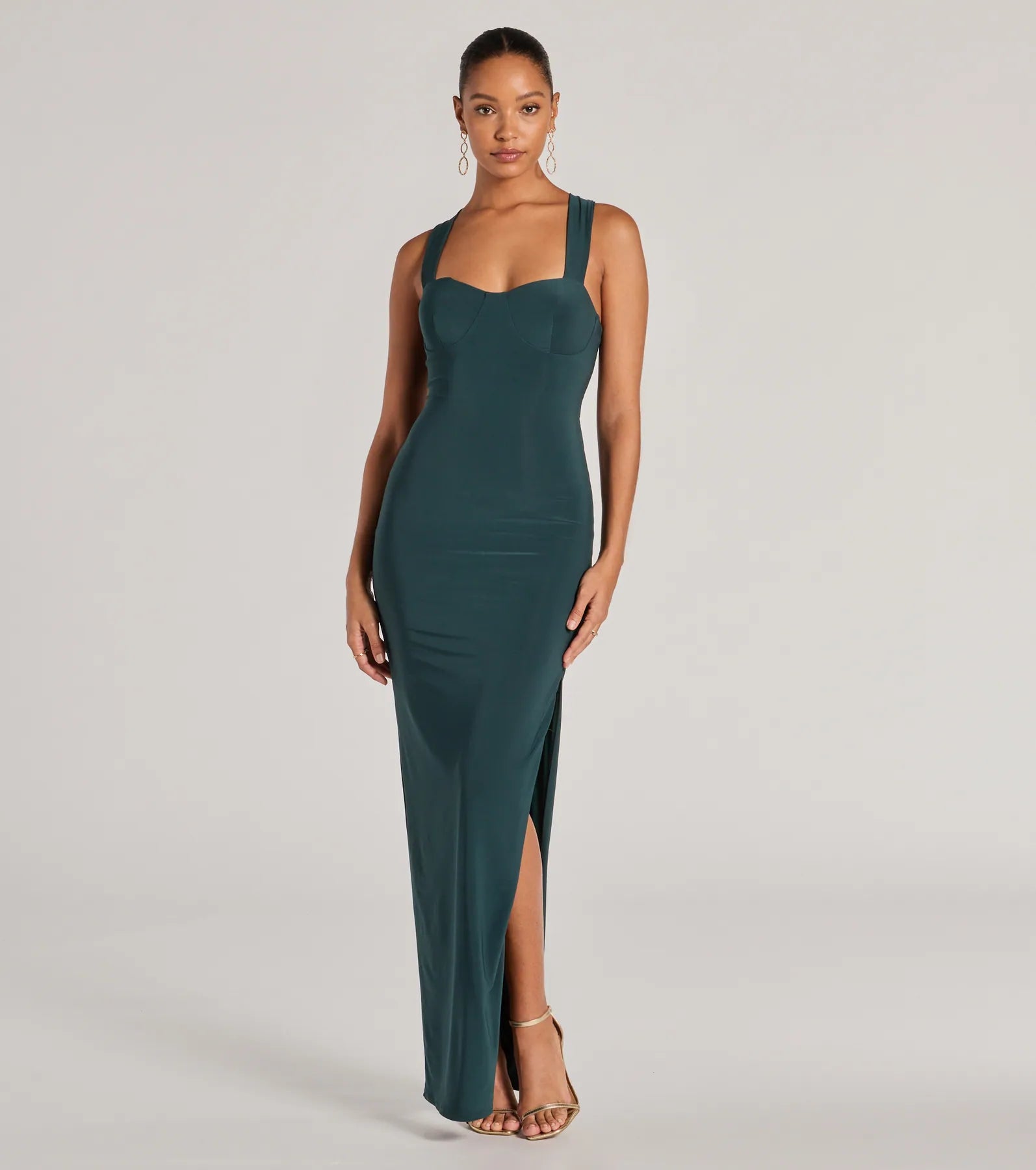 Maxi dresses with patchwork designs and high - neck collars for a one - of - a - kind styleMarleigh Lace-Up High Slit Formal Dress Maxi dresses with patchwork designs and high - neck collars for a one - of - a - kind styleMarleigh Lace-Up High Slit Formal Dress