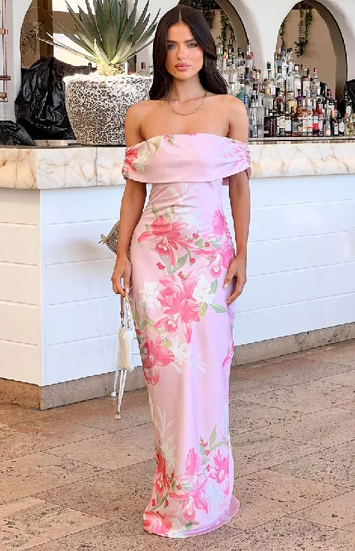 Maxi dresses with tassel - adorned belts and tiered skirts for a stylish and festive lookSeraphina Pink Floral Print Off The Shoulder Maxi Dress Maxi dresses with tassel - adorned belts and tiered skirts for a stylish and festive lookSeraphina Pink Floral Print Off The Shoulder Maxi Dress