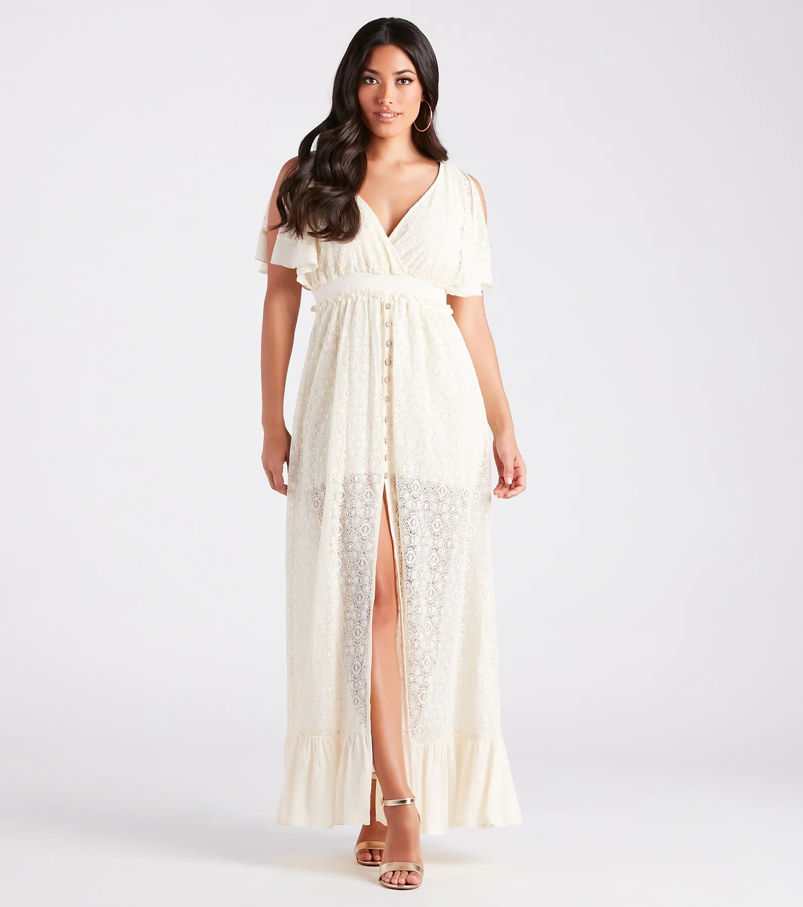Maxi dresses with off - the - shoulder necklines and flowy fabrics for a beachy vibeShowcase Your Charm Sheer Lace Maxi Dress Maxi dresses with off - the - shoulder necklines and flowy fabrics for a beachy vibeShowcase Your Charm Sheer Lace Maxi Dress