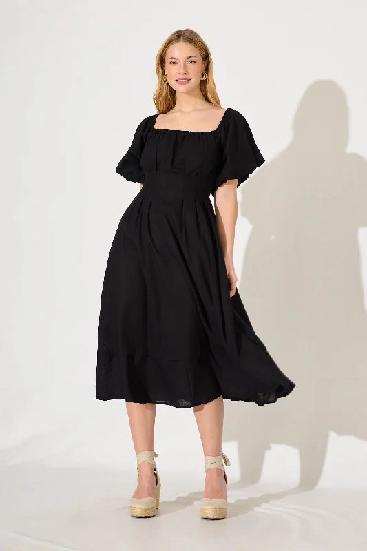 Maxi dresses with belted waists and abstract art prints for an artistic statementWintour Maxi Dress In Black Linen Blend Maxi dresses with belted waists and abstract art prints for an artistic statementWintour Maxi Dress In Black Linen Blend
