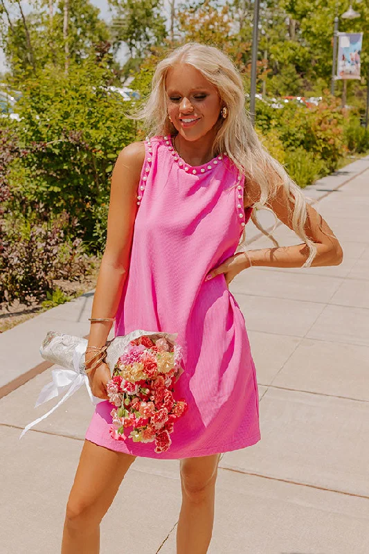 Halter Neck Women Dress to Show Off the Shoulders and NecklineCosmopolitans and Chit Chat Pearl Embellished Mini Dress in Fuchsia Halter Neck Women Dress to Show Off the Shoulders and NecklineCosmopolitans and Chit Chat Pearl Embellished Mini Dress in Fuchsia