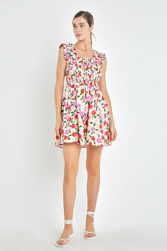 Mini Women Dress with a Short Hem for a Young and Trendy StyleFlower Ruffled Mini Dress Mini Women Dress with a Short Hem for a Young and Trendy StyleFlower Ruffled Mini Dress