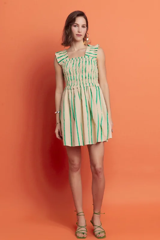 Plus Size Women Dress with a Flattering A - Line Cut for Comfort and StyleStripe Ruffled Midi Dress Plus Size Women Dress with a Flattering A - Line Cut for Comfort and StyleStripe Ruffled Midi Dress