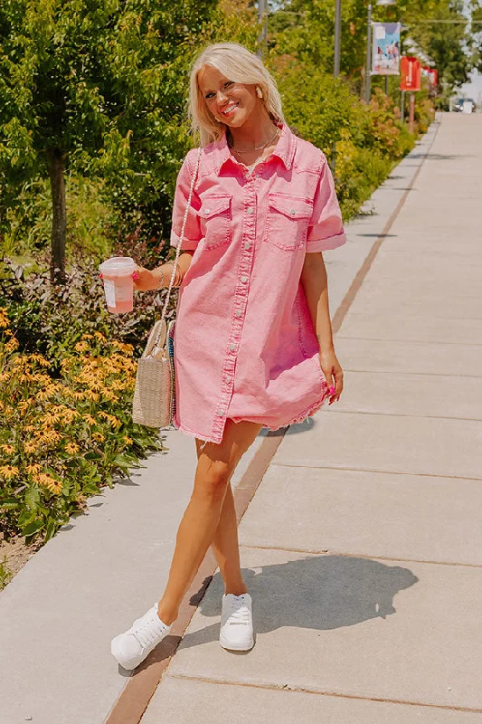 Halter Neck Women Dress to Show Off the Shoulders and NecklineUrban Edge Denim Mini Dress in Pink Halter Neck Women Dress to Show Off the Shoulders and NecklineUrban Edge Denim Mini Dress in Pink