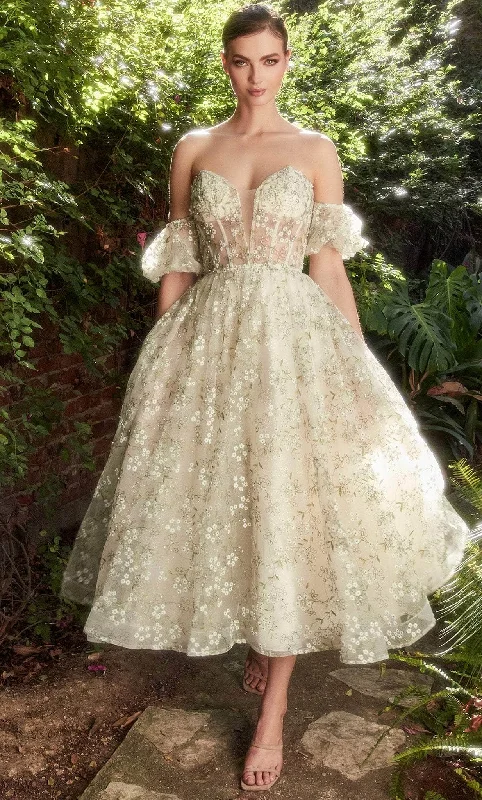 Mini cocktail dresses with a beaded bodice and a flirty A - line skirtAndrea and Leo A1197 - Floral Detailed Midi A-line Dress Mini cocktail dresses with a beaded bodice and a flirty A - line skirtAndrea and Leo A1197 - Floral Detailed Midi A-line Dress