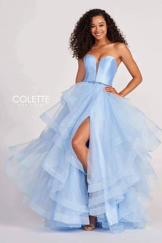 Sleeveless wedding guest dresses with ruffled hemsColette CL2006 Glitter Flounce Formal Prom Long Ball Gown Sleeveless wedding guest dresses with ruffled hemsColette CL2006 Glitter Flounce Formal Prom Long Ball Gown