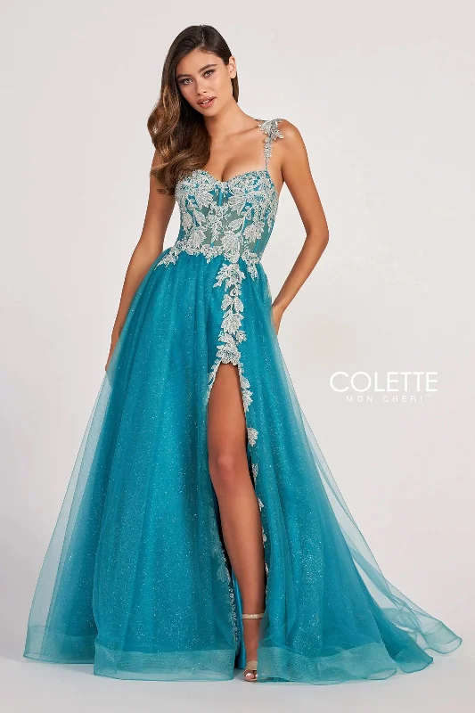 Strapless wedding guest dresses with rhinestone - studded bodicesColette CL2020 Glitter Prom Applique Long Formal Ball Gown Strapless wedding guest dresses with rhinestone - studded bodicesColette CL2020 Glitter Prom Applique Long Formal Ball Gown