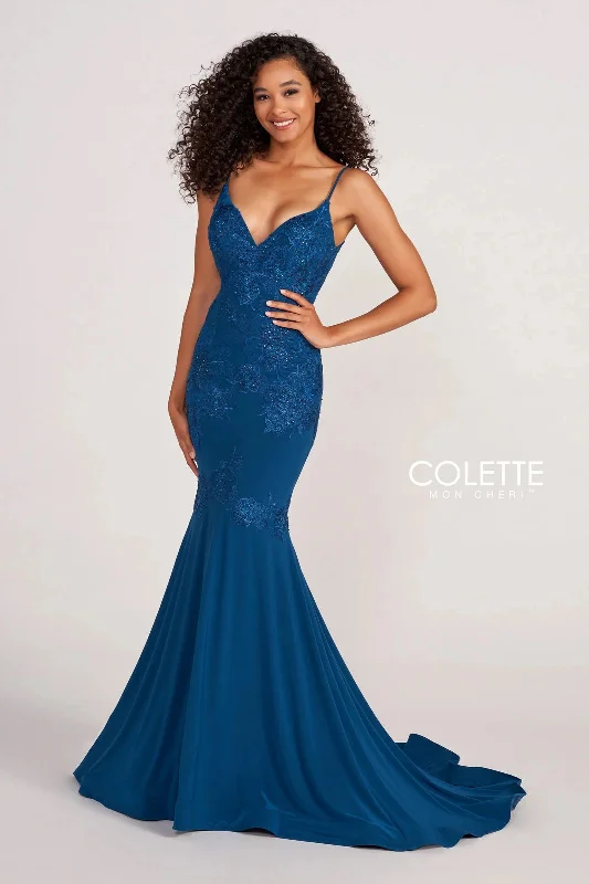 Wedding guest dresses with high - low hems and floral appliquesColette CL2080 Prom Beaded Formal Long Dress Wedding guest dresses with high - low hems and floral appliquesColette CL2080 Prom Beaded Formal Long Dress