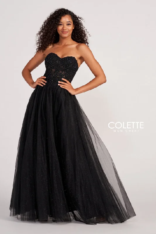 Wedding guest dresses with ruched bodices and spaghetti strapsColette CL2083 Formal Glitter Prom Long Dress Wedding guest dresses with ruched bodices and spaghetti strapsColette CL2083 Formal Glitter Prom Long Dress