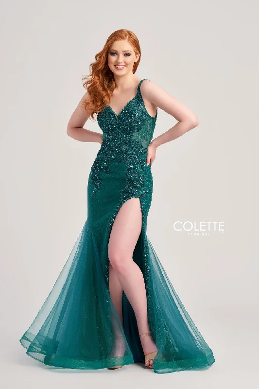 Sheer wedding guest dresses with lace inserts and long sleevesColette CL5122 Glitter Prom Long Beaded Formal Dress Sheer wedding guest dresses with lace inserts and long sleevesColette CL5122 Glitter Prom Long Beaded Formal Dress