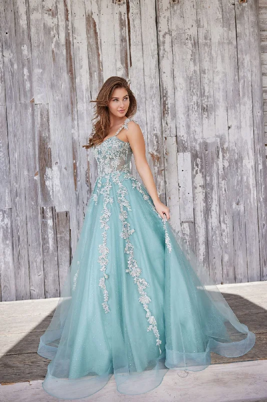 Ruffled - sleeve wedding guest dresses in light blue for a spring weddingColette CL5165 Glitter Prom Long Applique Formal Dress Ruffled - sleeve wedding guest dresses in light blue for a spring weddingColette CL5165 Glitter Prom Long Applique Formal Dress