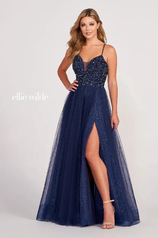 Off - the - shoulder wedding guest dresses in chiffonEllie Wilde EW122066 Long A Line Formal Pocket Prom Dress Off - the - shoulder wedding guest dresses in chiffonEllie Wilde EW122066 Long A Line Formal Pocket Prom Dress