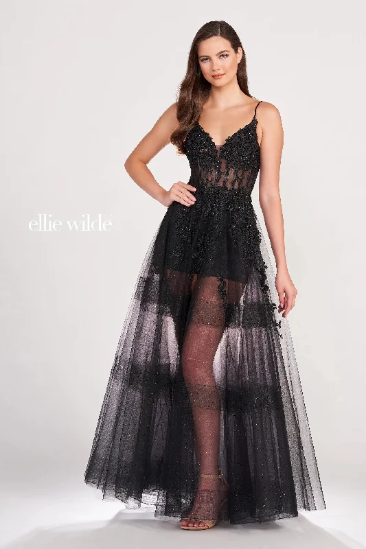 Tea - length wedding guest dresses with polka dot patternsEllie Wilde EW34032 Prom Formal Evening Long Gown Tea - length wedding guest dresses with polka dot patternsEllie Wilde EW34032 Prom Formal Evening Long Gown