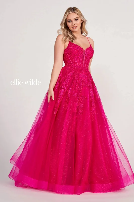 Wedding guest dresses with cold - shoulder designs and solid colorsEllie Wilde EW34036 Long Ball Gown Applique Prom Dress Wedding guest dresses with cold - shoulder designs and solid colorsEllie Wilde EW34036 Long Ball Gown Applique Prom Dress