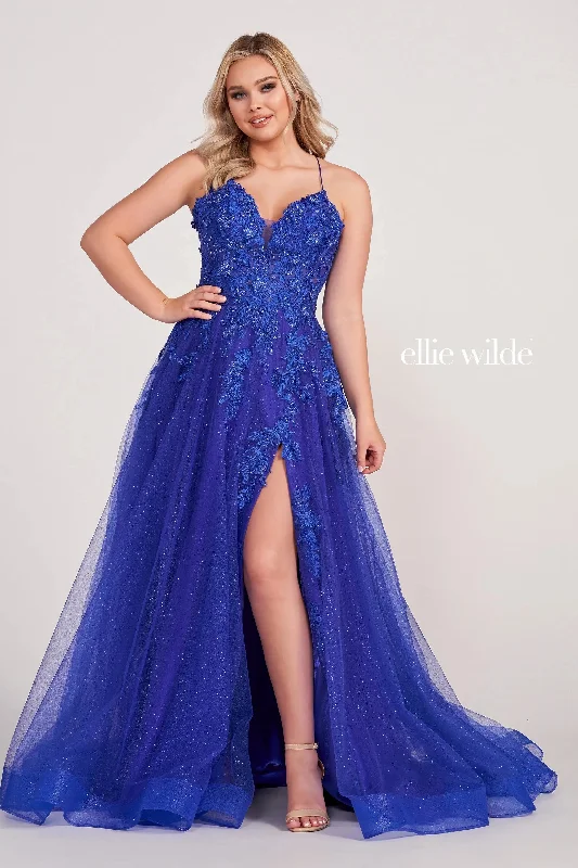 Lace - trimmed wedding guest dresses in blush pinkEllie Wilde EW34042 Long Glitter Ball Gown Prom Dress Lace - trimmed wedding guest dresses in blush pinkEllie Wilde EW34042 Long Glitter Ball Gown Prom Dress