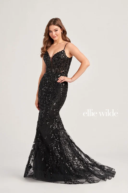 Ribbed - texture wedding guest dresses in neutral colorsEllie Wilde EW35039 Fitted Formal Glitter Prom Long Gown Ribbed - texture wedding guest dresses in neutral colorsEllie Wilde EW35039 Fitted Formal Glitter Prom Long Gown